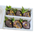 6pcs Black & Gold Heart Chocolate Strawberries Gift Box